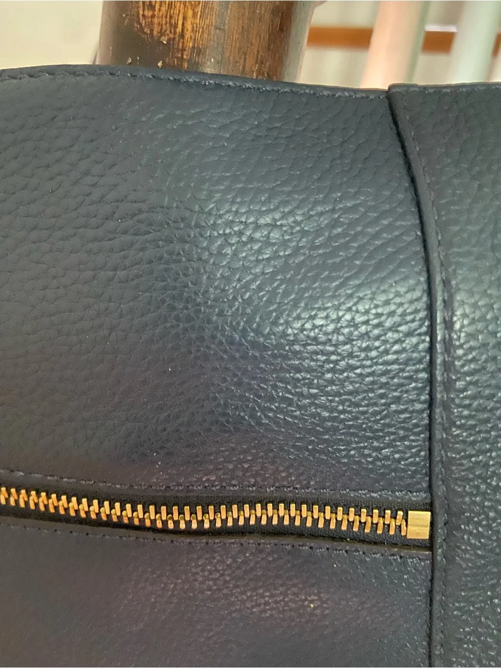 Michael Kors Dark Blue Pebbled Leather Hobo with Tassel and Gold Hardware